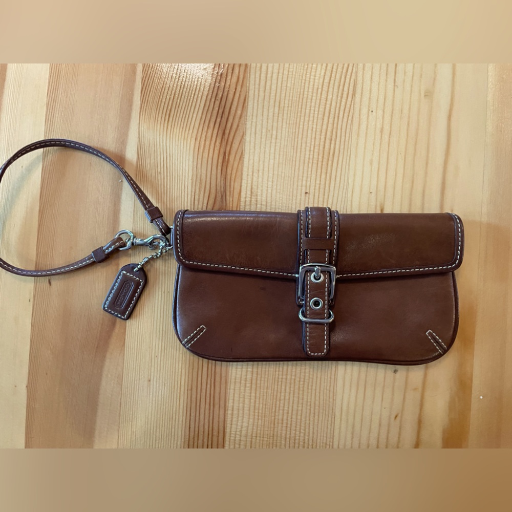 Vintage Coach Brown Leather Wristlet EUC
